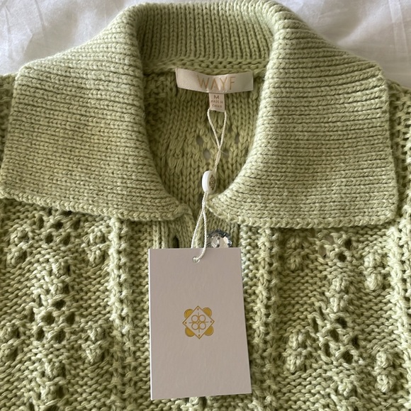 NWT WAYF Open Knit Green Women's Sweater in size medium - Picture 6 of 6